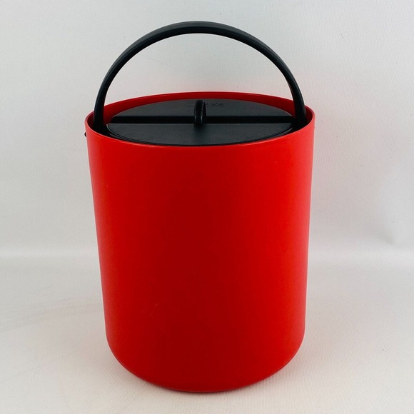 Bodum Ice‎ Bucket Red Plastic Black Lid 8.5" x 7.5" Swiss Made - Picture 3 of 10